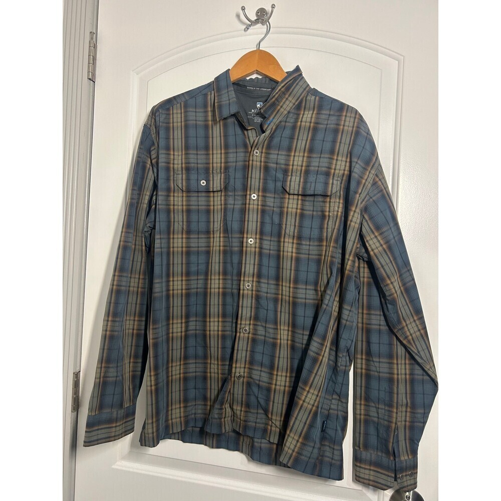 KUHL Plaid Long Sleeve Button Down Flannel Size XXL outdoors hiking gorpcore